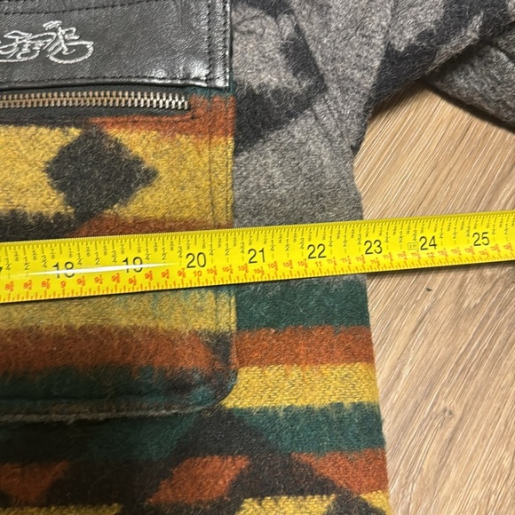 Easy Riders Leather Wool Jacket Motorcycle Native Navajo Aztec Print M vintage - Picture 8 of 13